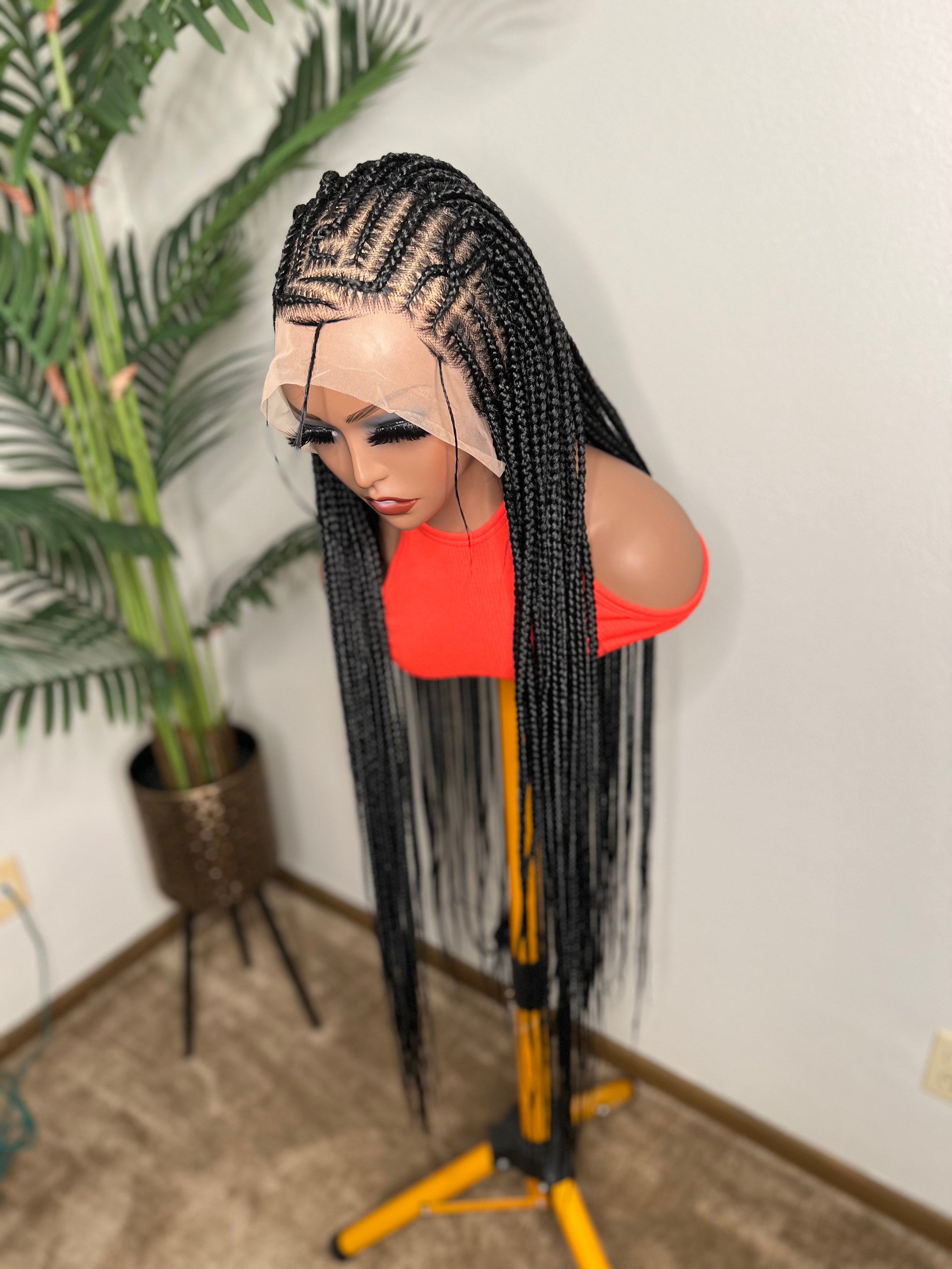 Lace frontal Fulani braids 30 inch braiding with hands.