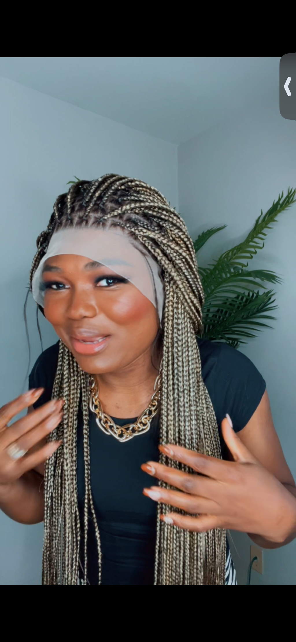 Wig lace frontal Knotless braids made with hands 30 to 42 inch .
