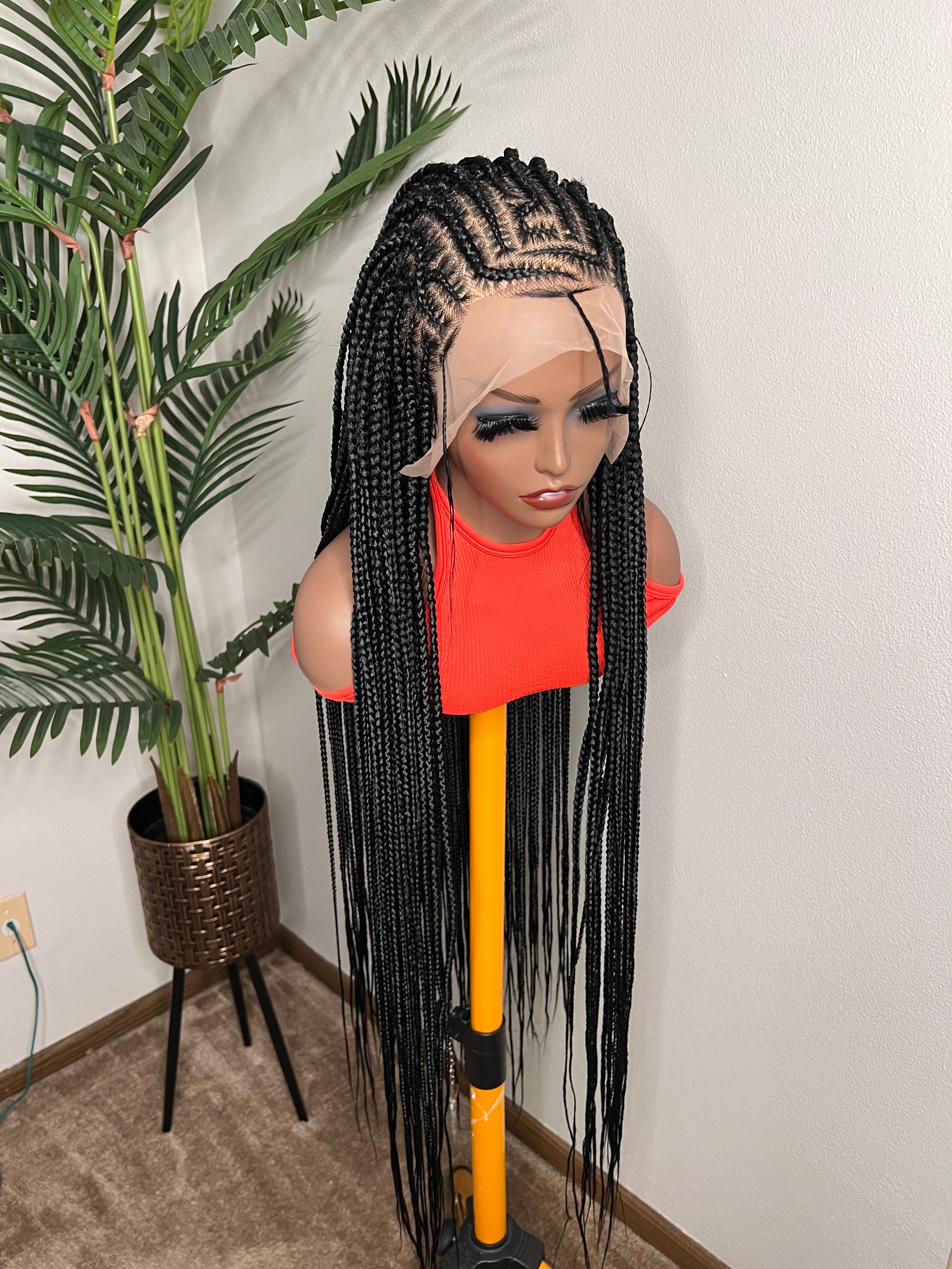 Lace frontal Fulani braids 30 inch braiding with hands.