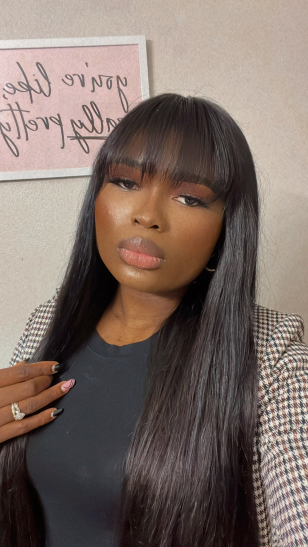 Wig With Bangs Human Hair Short Bob with lace closure 5*5 100% Brazilian Hair Straight 200 density.