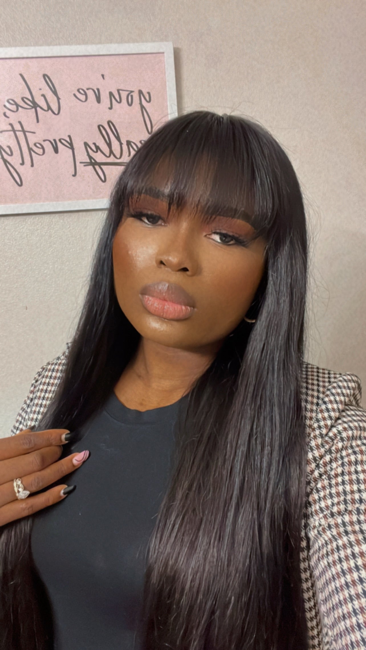 Wig With Bangs Human Hair Short Bob with lace closure 5*5 100% Brazilian Hair Straight 200 density.